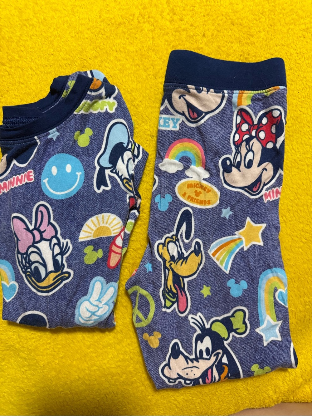 Little Sleepies Navy Disney Character Footed One-Piece with Rainbow Accents